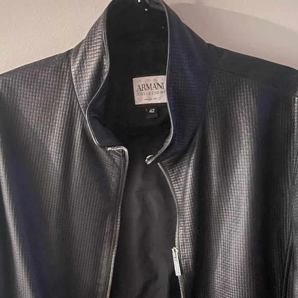 ARMANI (Collezioni) Black Leather Jacket (USA: 42) - Picture 3 of 4